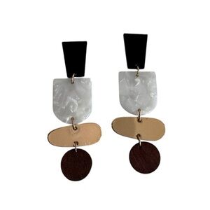 Mixed Material Dangle Drop Earrings Geometric